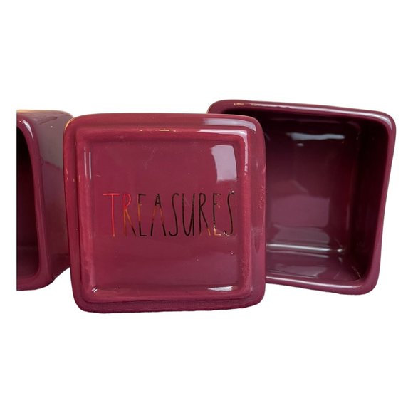 RAE DUNN Set of 2 Jewelry Boxes - Trinkets and Treasures Ceramic Box Set NEW - Picture 9 of 16